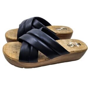 Kork-Ease KORKS Women's Black Faithe  Platform Wedge Slip On Sandal Women 10